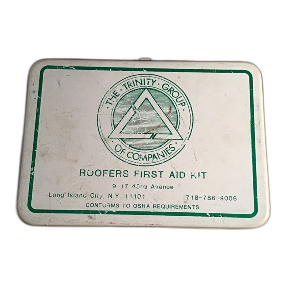 Vintage First Aid Kit Metal Box - Roofers First Aid Kit - Just Kit No Supplies - Picture 1 of 4